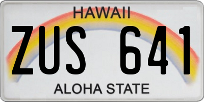HI license plate ZUS641