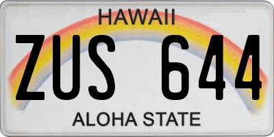 HI license plate ZUS644