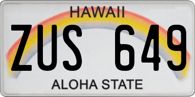 HI license plate ZUS649