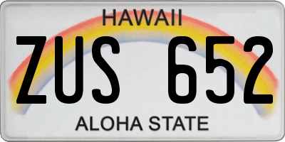 HI license plate ZUS652