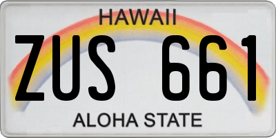 HI license plate ZUS661