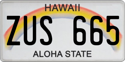 HI license plate ZUS665
