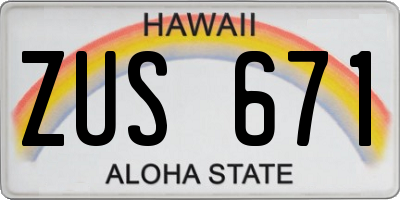 HI license plate ZUS671
