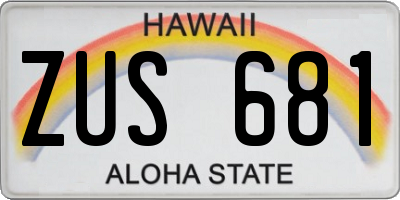 HI license plate ZUS681