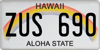 HI license plate ZUS690