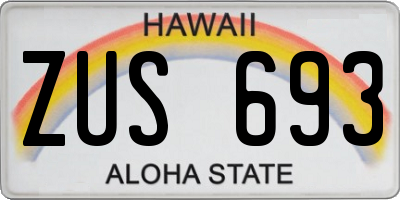 HI license plate ZUS693