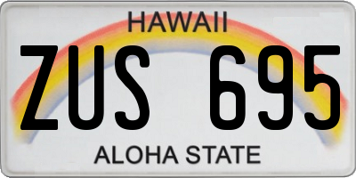 HI license plate ZUS695