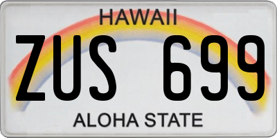 HI license plate ZUS699