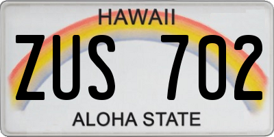 HI license plate ZUS702