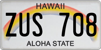 HI license plate ZUS708
