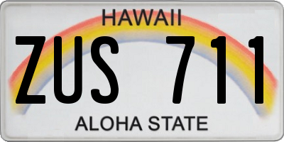 HI license plate ZUS711