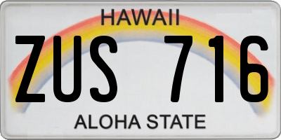 HI license plate ZUS716