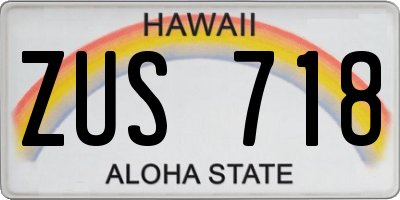 HI license plate ZUS718