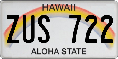 HI license plate ZUS722