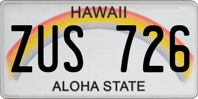 HI license plate ZUS726