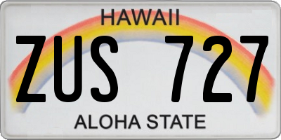 HI license plate ZUS727