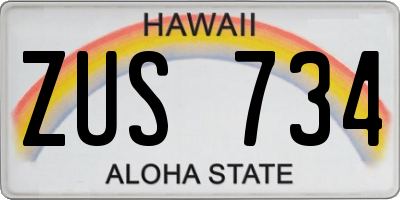 HI license plate ZUS734