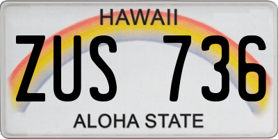 HI license plate ZUS736