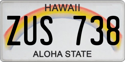 HI license plate ZUS738