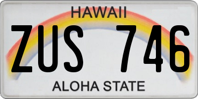 HI license plate ZUS746