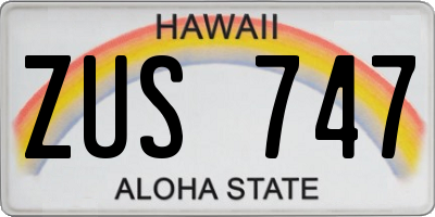 HI license plate ZUS747