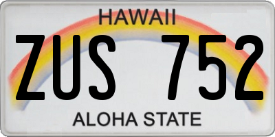 HI license plate ZUS752