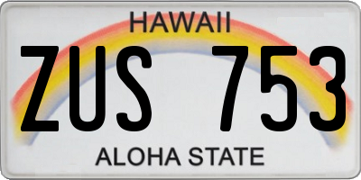 HI license plate ZUS753