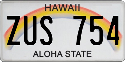 HI license plate ZUS754