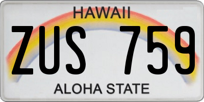 HI license plate ZUS759