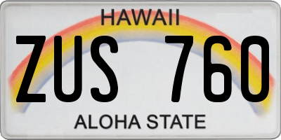 HI license plate ZUS760