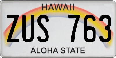 HI license plate ZUS763