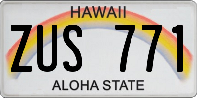 HI license plate ZUS771