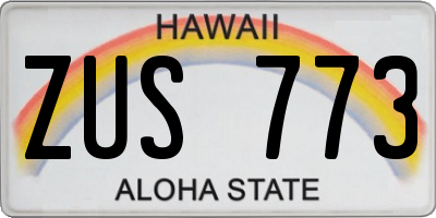 HI license plate ZUS773