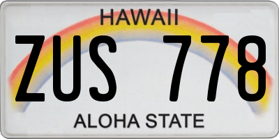 HI license plate ZUS778