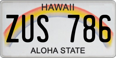 HI license plate ZUS786