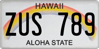 HI license plate ZUS789