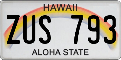 HI license plate ZUS793