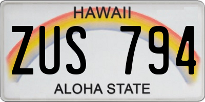 HI license plate ZUS794