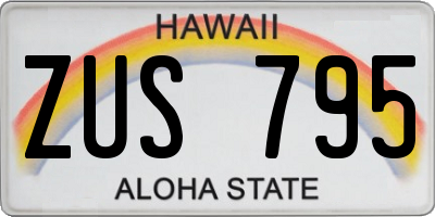 HI license plate ZUS795