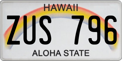 HI license plate ZUS796