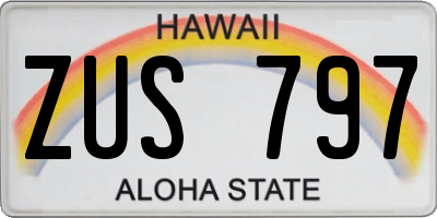 HI license plate ZUS797