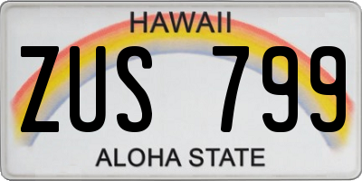 HI license plate ZUS799