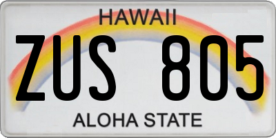 HI license plate ZUS805