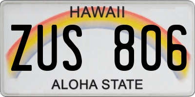 HI license plate ZUS806