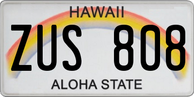 HI license plate ZUS808