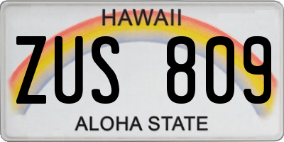 HI license plate ZUS809
