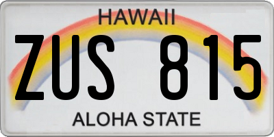 HI license plate ZUS815