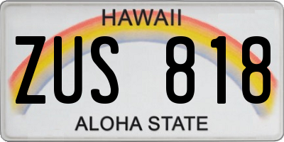 HI license plate ZUS818