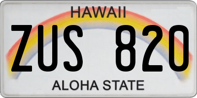 HI license plate ZUS820