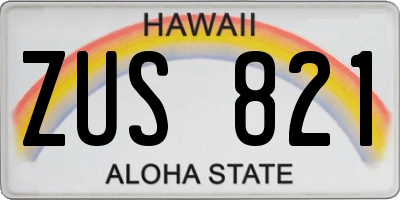 HI license plate ZUS821